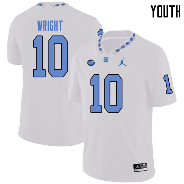 Jordan Brand Youth #10 Kyle Wright North Carolina Tar Heels College Football Jerseys Sale-White